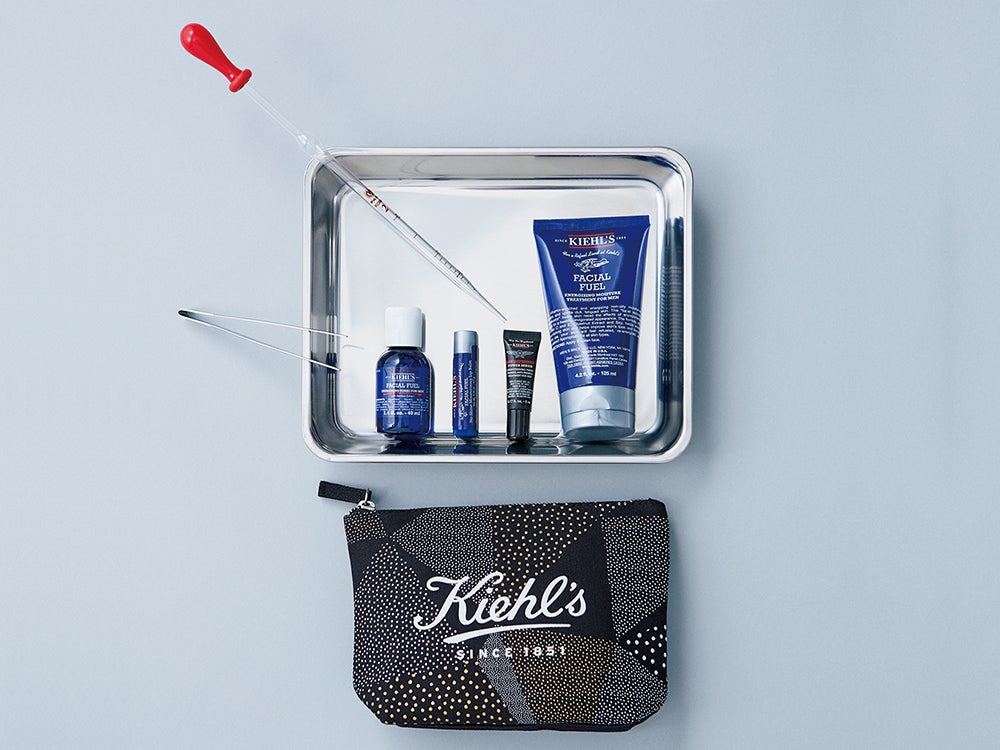 キールズのメンズスキンケア、おしゃれなポーチに必要なものが揃って旅行にもよし