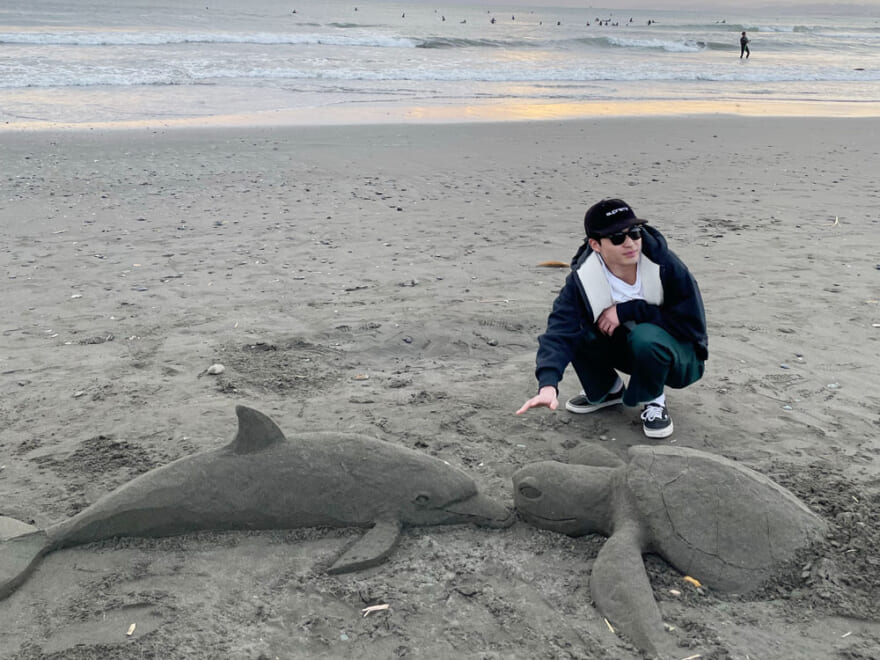 江ノ島の浜辺で、イルカとカメにまさかの遭遇？！［中田圭祐ブログ］