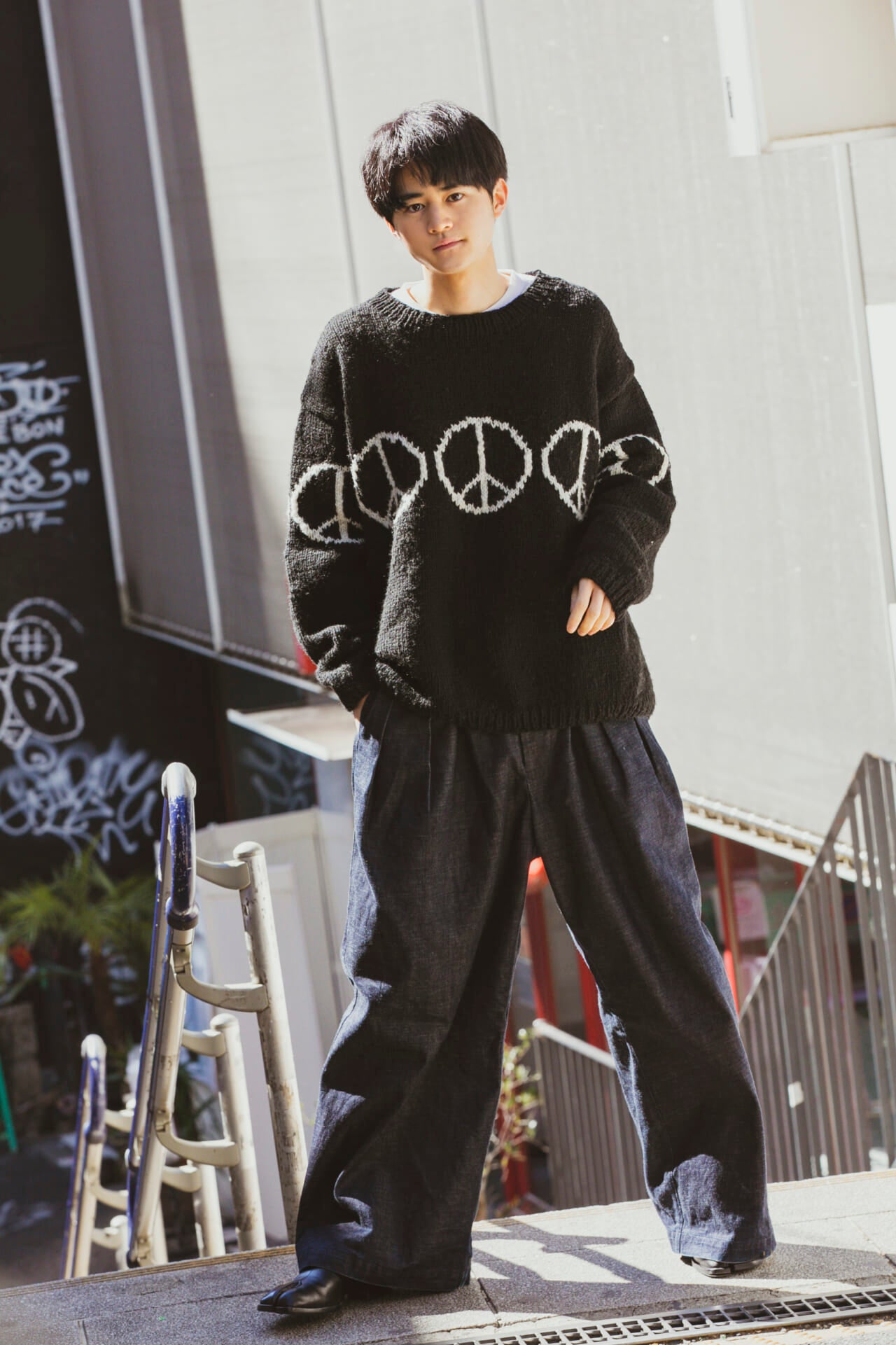 キルティングバイアスジャガード長袖タートルネックTシャツ T