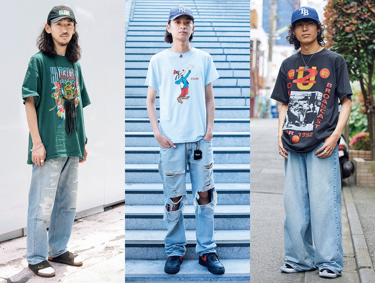 「アイスブルーデニム」はプリントTシャツと好相性！ ストリートスナップ３選【2022夏のファッショントレンド分析＃７】