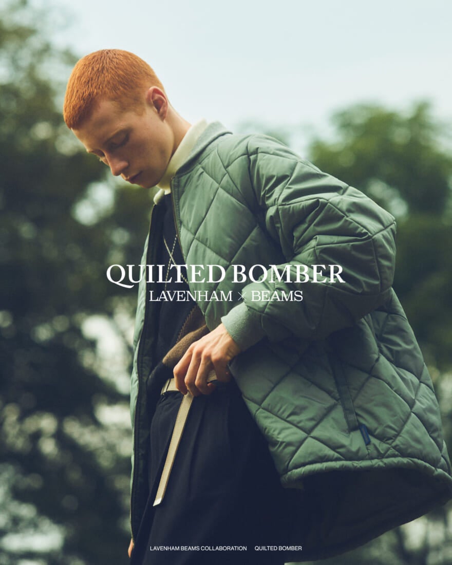 ラベンハム　ビームス　コラボ　ジャケット　LAVENHAM × BEAMS　『QUILTED BOMBER』 　オリーブ