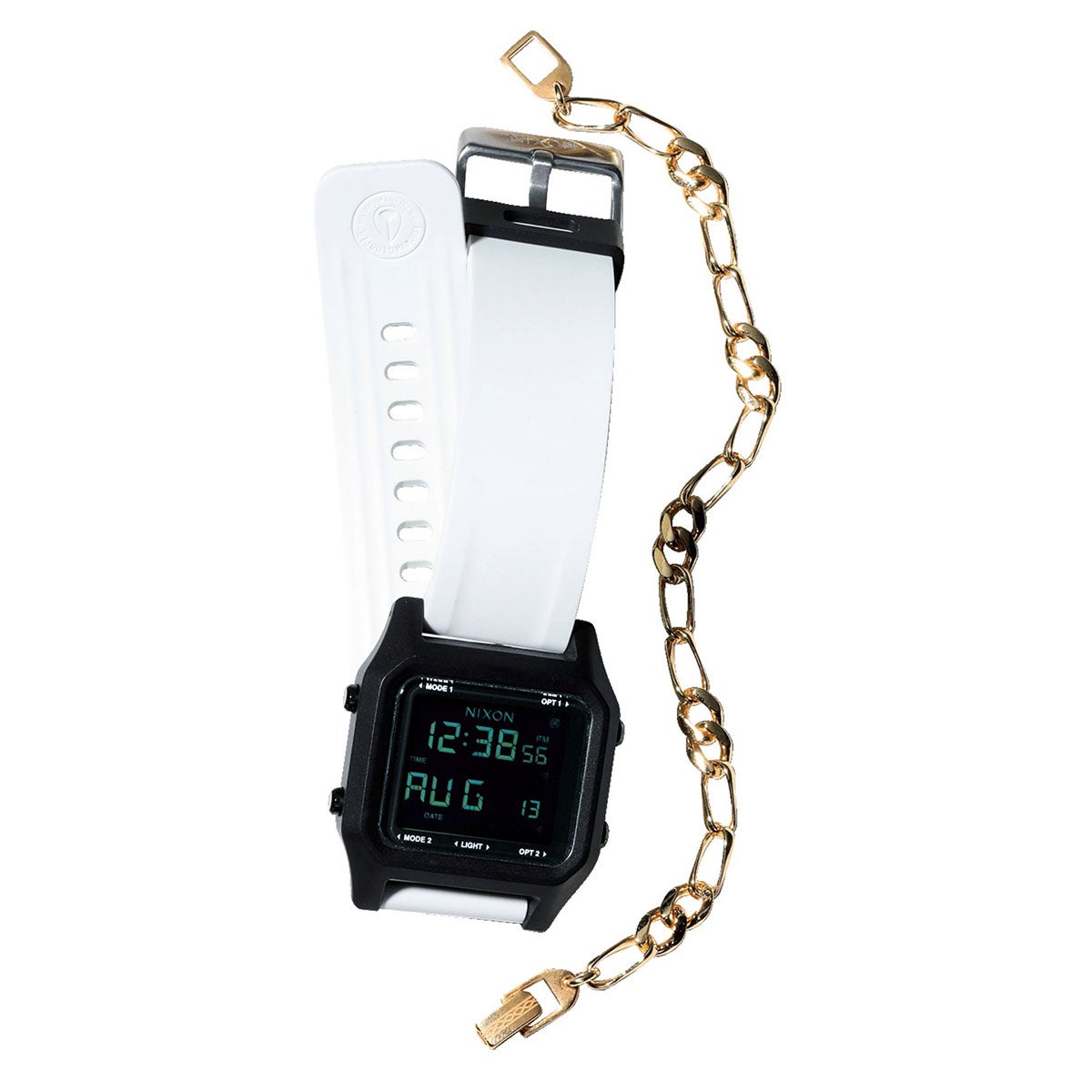 時計×ブレスレット 時計（ニクソン×アムステルダム ウェットスーツ）￥21,450／カリフォルニア ジェネラルストア　ブレスレット（ソーアップ）￥9,900／ソータ ジャパン　