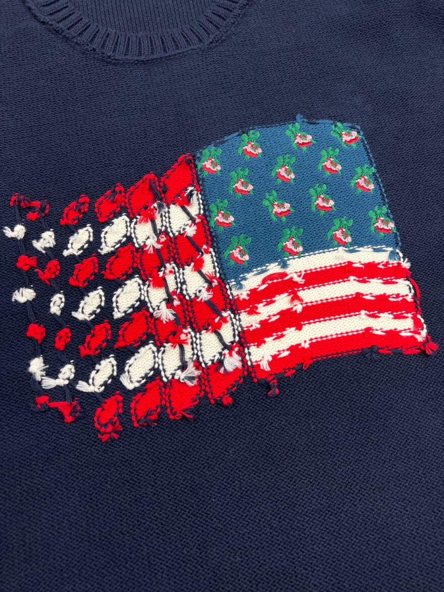 American Pullover Knit with Flower　ダイリク　アメリカ国旗