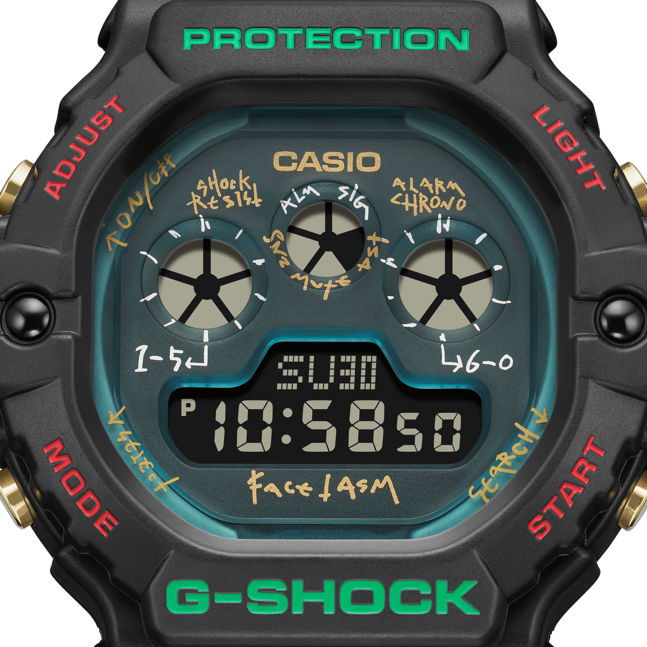 G-SHOCKとファセッタズムのコラボ時計のフェイス