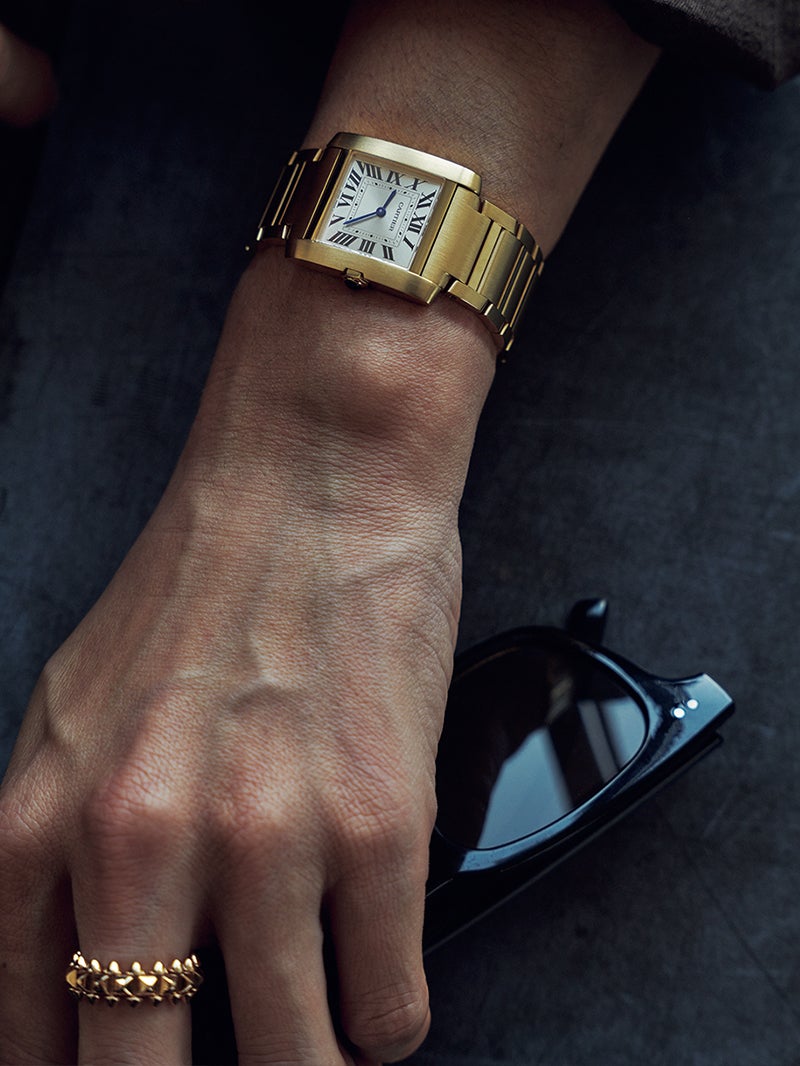 カルティエの腕時計「タンクフランセーズ」とリング
