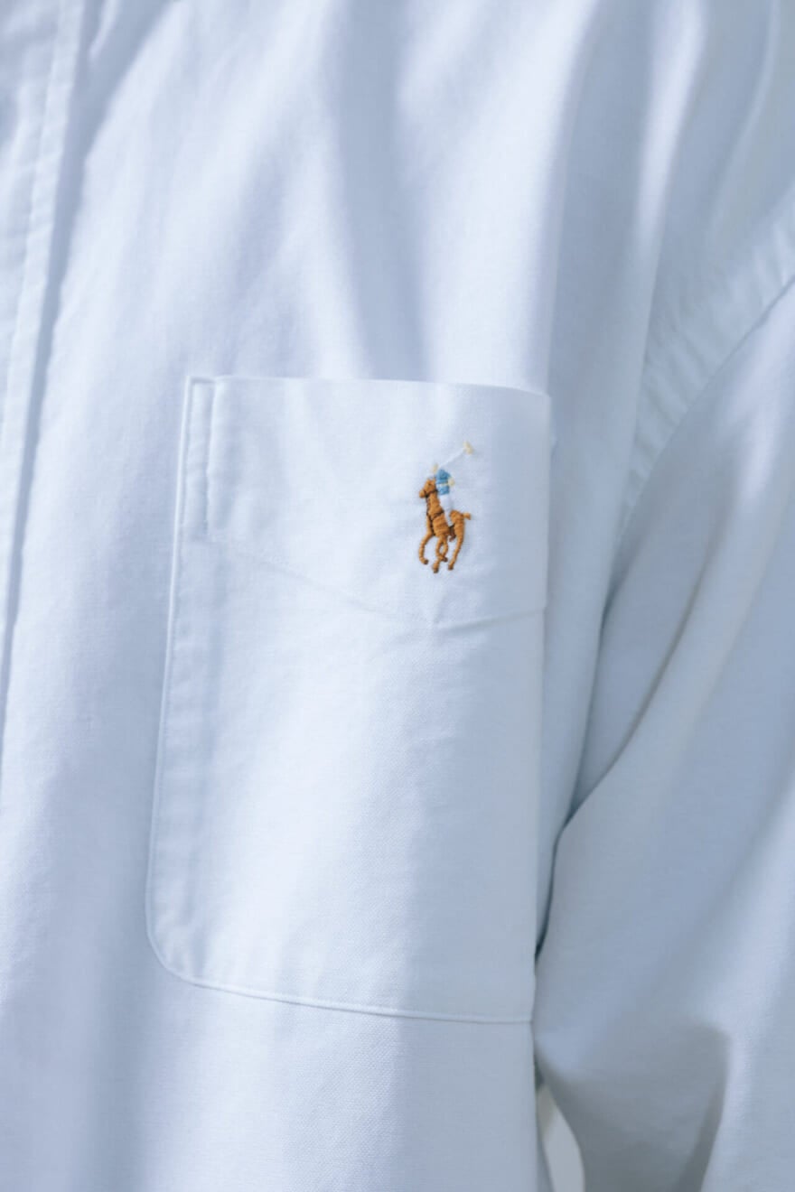 ポロ ラルフ ローレンのビッグ白シャツのロゴ