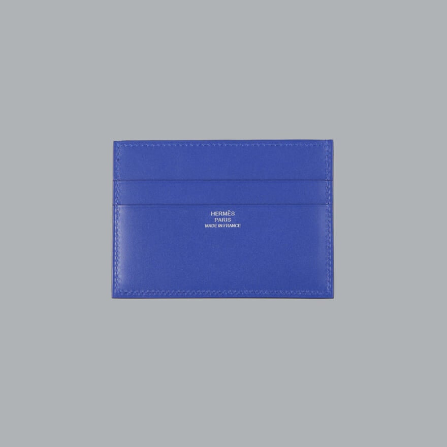 エルメスのブルーのレザーカードケース