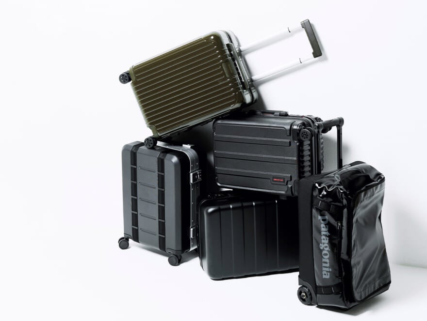 無印良品のスーツケース、patagoniaのスーツケース、RIMOWAのスーツケース、BRIEFINGのスーツケース、Dbのスーツケース
