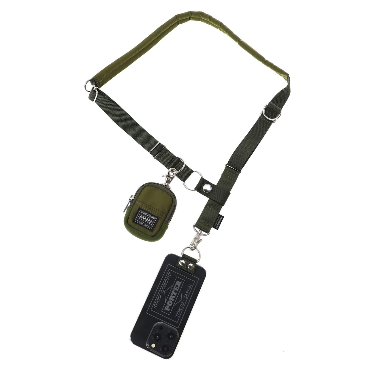 ポーター　Shoulder Air JacketTM with Pouch for iPhone 15 Pro 　正面　メイン　緑