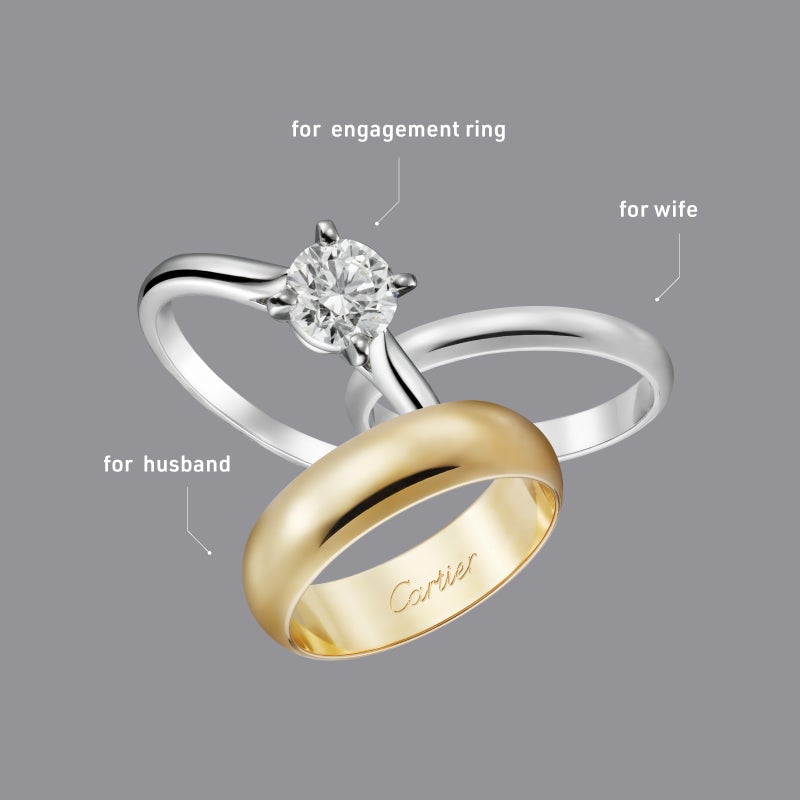 カルティエの結婚指輪と婚約指輪　おすすめの組み合わせ例1