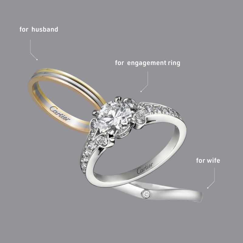 カルティエの結婚指輪と婚約指輪　おすすめの組み合わせ例3