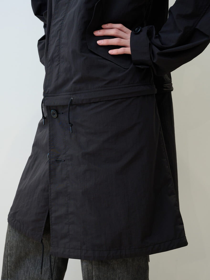 ジーユーとアンダーカバーのコラボ　レビュー　GU × UNDERCOVER　2WAYオーバーサイズモッズコート　ブラック　黒　裾が取れる