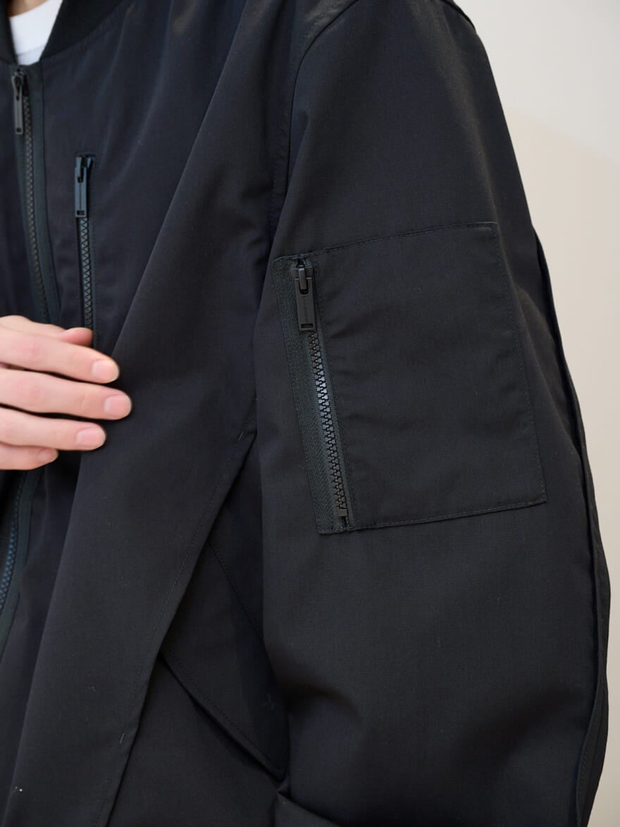 ジーユーとアンダーカバーのコラボ　レビュー　GU × UNDERCOVER　黒　ブラック　リブブルゾン　袖ポケット