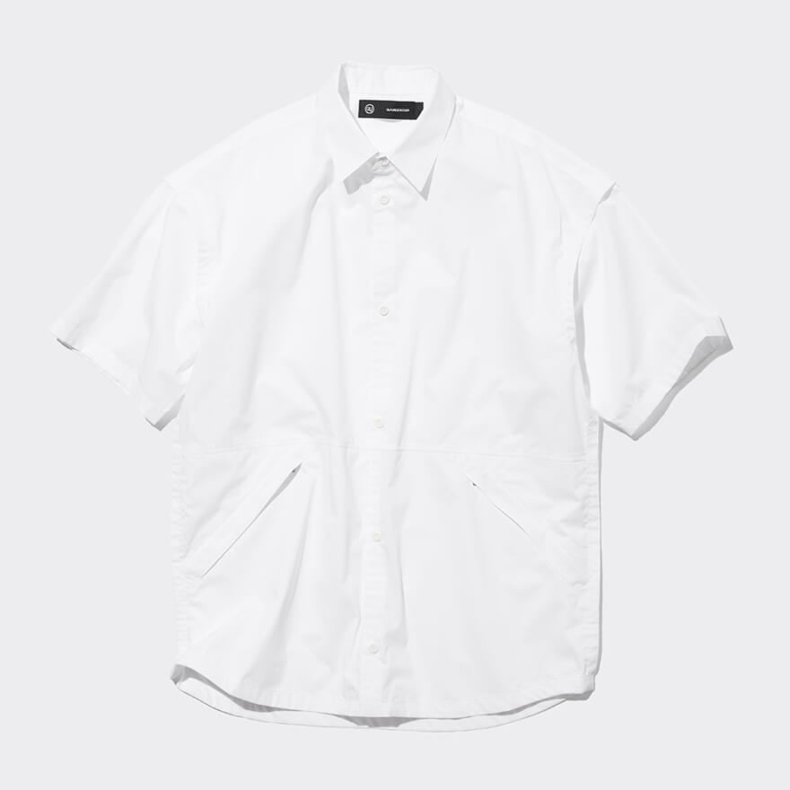 GUとUNDERCOVER／ジーユーとアンダーカバーのコラボ　ジップポケットシャツ(5分袖) 　白