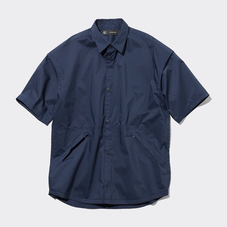 GUとUNDERCOVER／ジーユーとアンダーカバーのコラボ　ジップポケットシャツ(5分袖) 　ネイビー