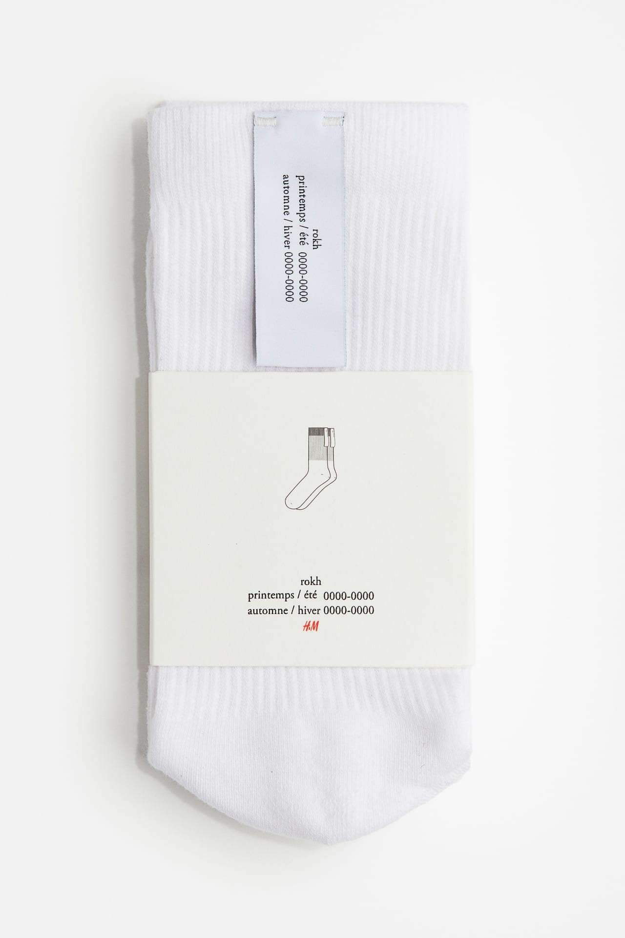 H&M エイチアンドエム 韓国人デザイナーによる新進ブランド「rokh」 2024 年春のコレクション コラボレーション メンズ　ホワイト　ソックス