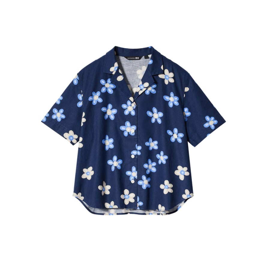 UNIQLO x Marimekko（ユニクロ x マリメッコ）　オープンカラーシャツ　ブルー