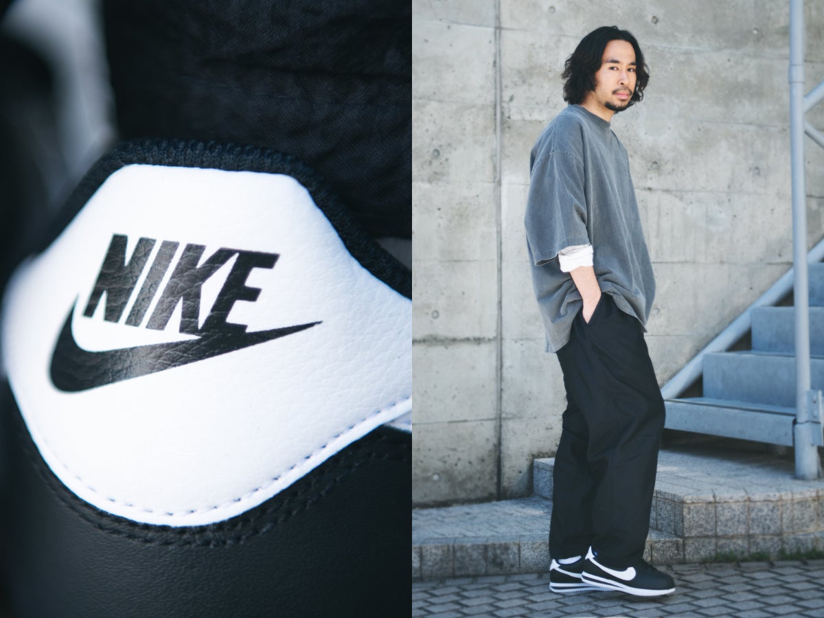 ナイキ『黒いコルテッツ』をシンプルコーデの相棒に。夏のレイヤードスタイルを大人っぽく格上げ！【オシャレな人が買ってよかった新作アイテムスナップ／DAY23】