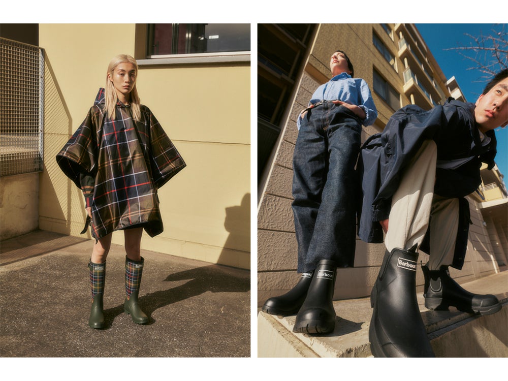 Barbour 長靴 黒 チェック柄