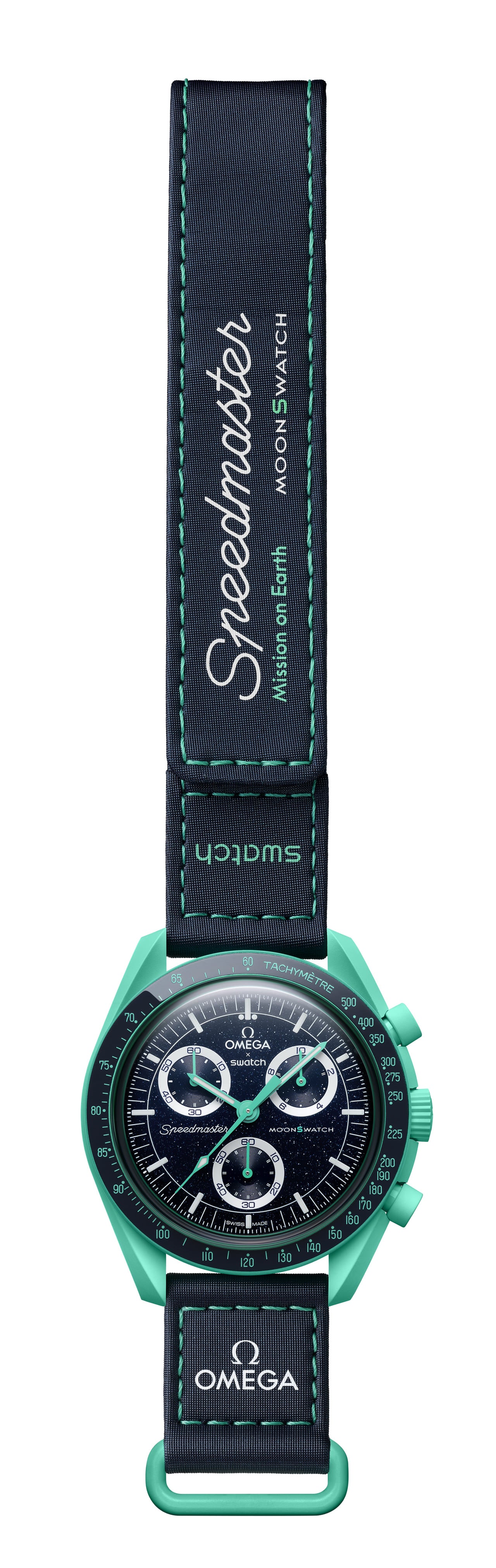 OMEGA オメガ コラボ Swatch スウォッチ 3種類の新しい Bioceramic MoonSwatch MISSION ON EARTHウォッチ グリーン バンド 俯瞰