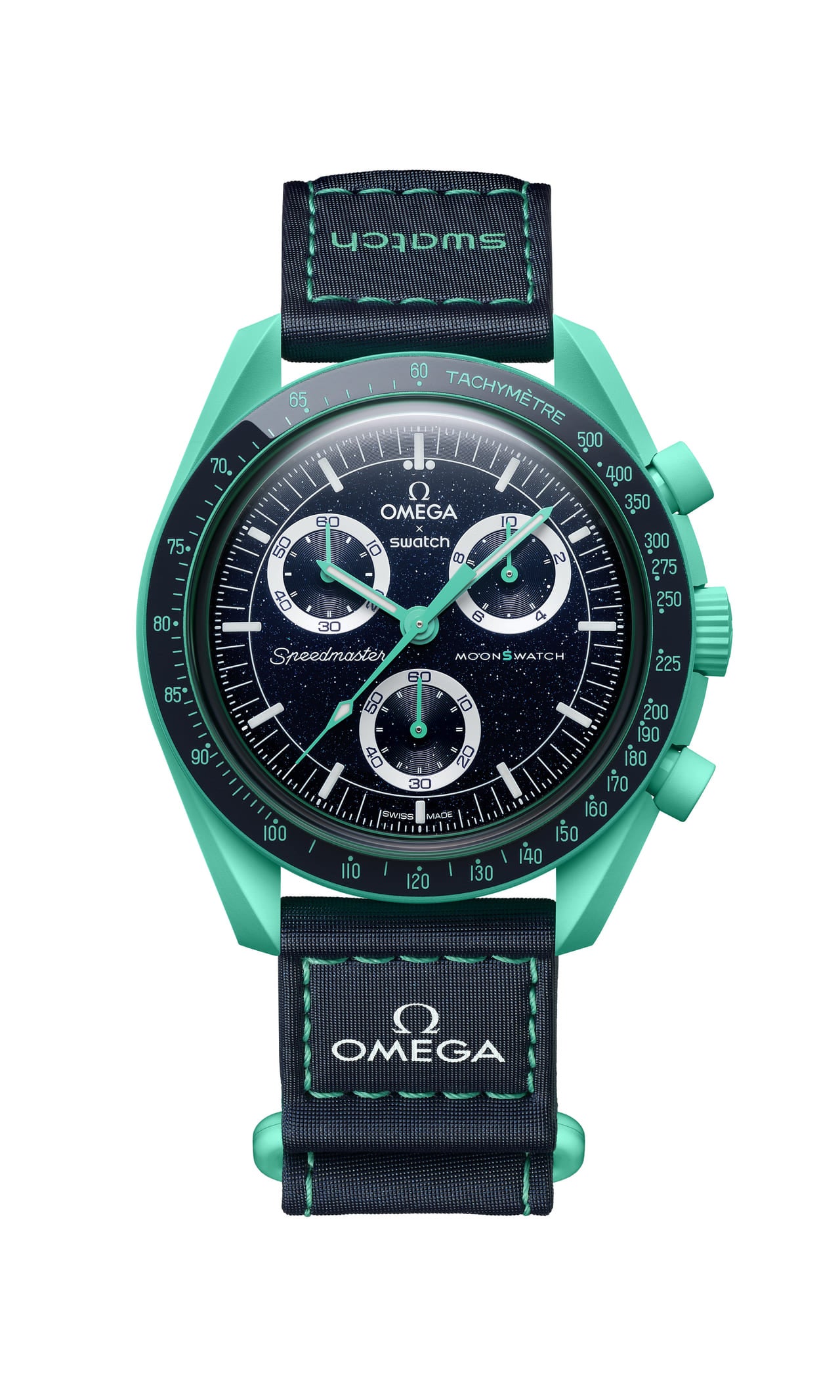 OMEGA オメガ コラボ Swatch スウォッチ 3種類の新しい Bioceramic MoonSwatch MISSION ON EARTHウォッチ グリーン 文字盤 俯瞰