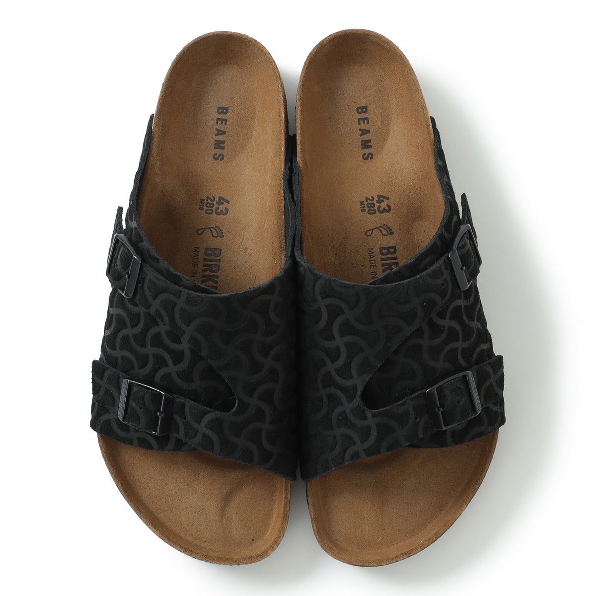 BIRKENSTOCK × BEAMS 別注 ZURICH “BONE PATTERN” BLACK 上