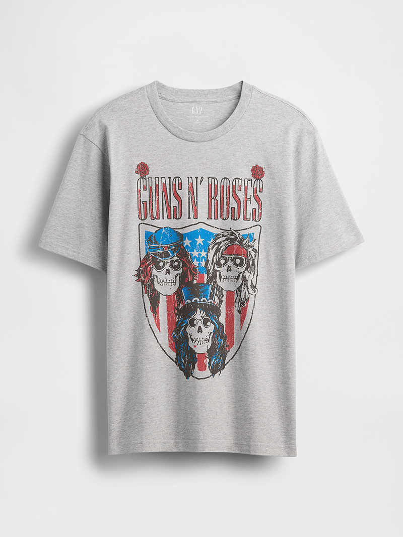 Gap(ギャップ)のガンズ・アンド・ローゼズTシャツの表面 2025年
