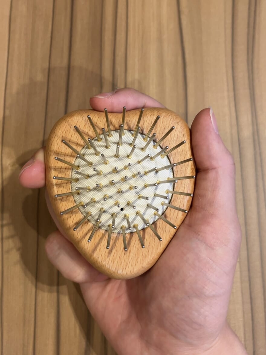 プレミアム FOX カッサ ウッド ミニハート ヘアブラシ 持ってる様子