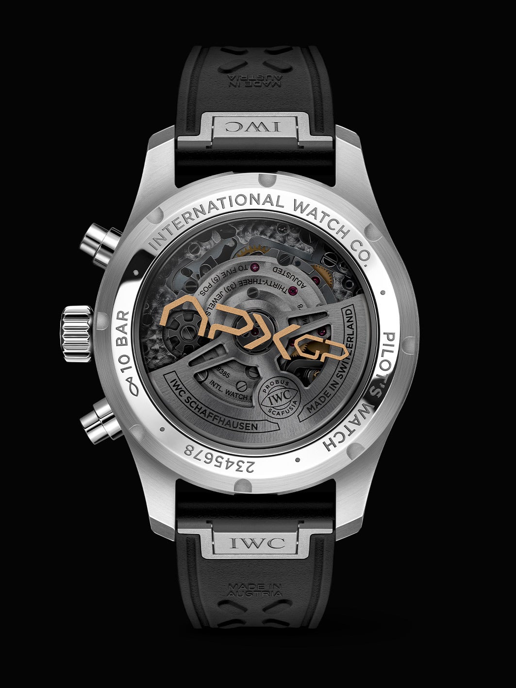 IWCの腕時計「パイロット・ウォッチ・クロノグラフ 41 APXGP」の裏蓋(ケースバック)