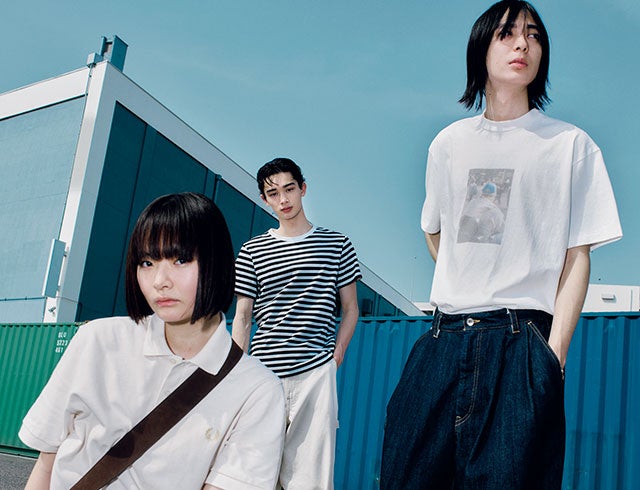 ［右］アワサのＴシャツ［中］アニエスベーのＴシャツ［左］フレッドペリーショップ東京のポロシャツ