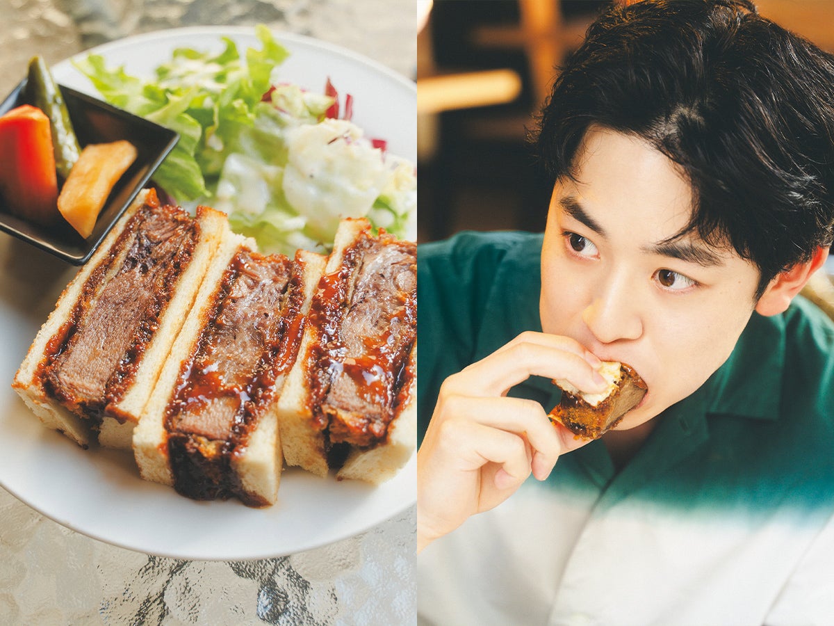 俳優 小林虎之介のリピ飯とは？赤坂『AKASAKA Tan伍』の肉厚牛タンカツサンド。「ひと口食べた瞬間に、“お、コレはハマるぞ”と確信しました」［推しのひと飯］