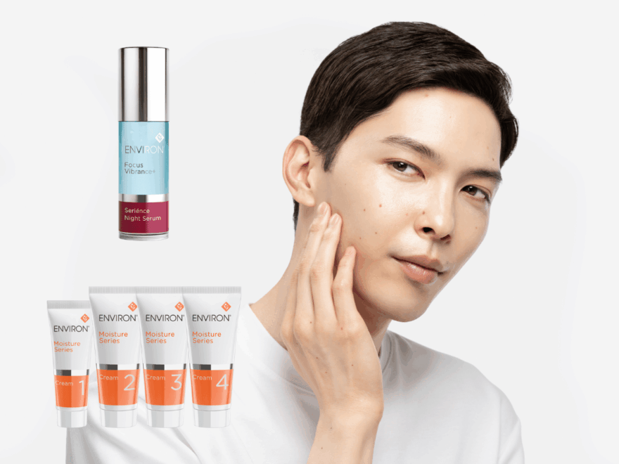 守屋光治が憧れのスキンケアブランド「エンビロン」モデルに就任！ メンズスキンケアに欠かせない「ビタミンA」について、開発者・Dr. デスに聞いてきた