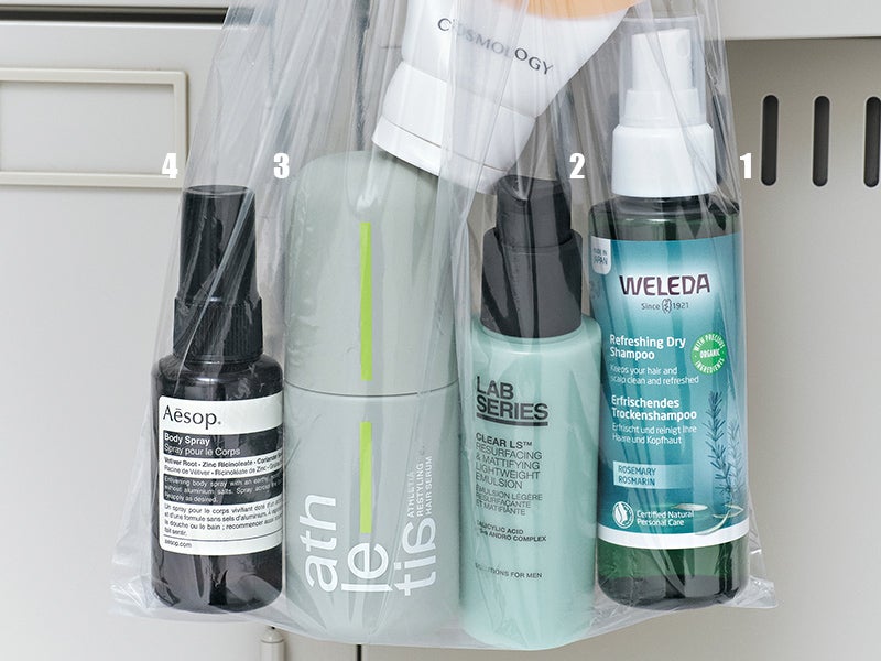 WELEDAのDRY SHAMPOO、LAB SERIESのMOISTURIZER、athletiaのHAIR SERUM、AēsopのBODY SPRAY