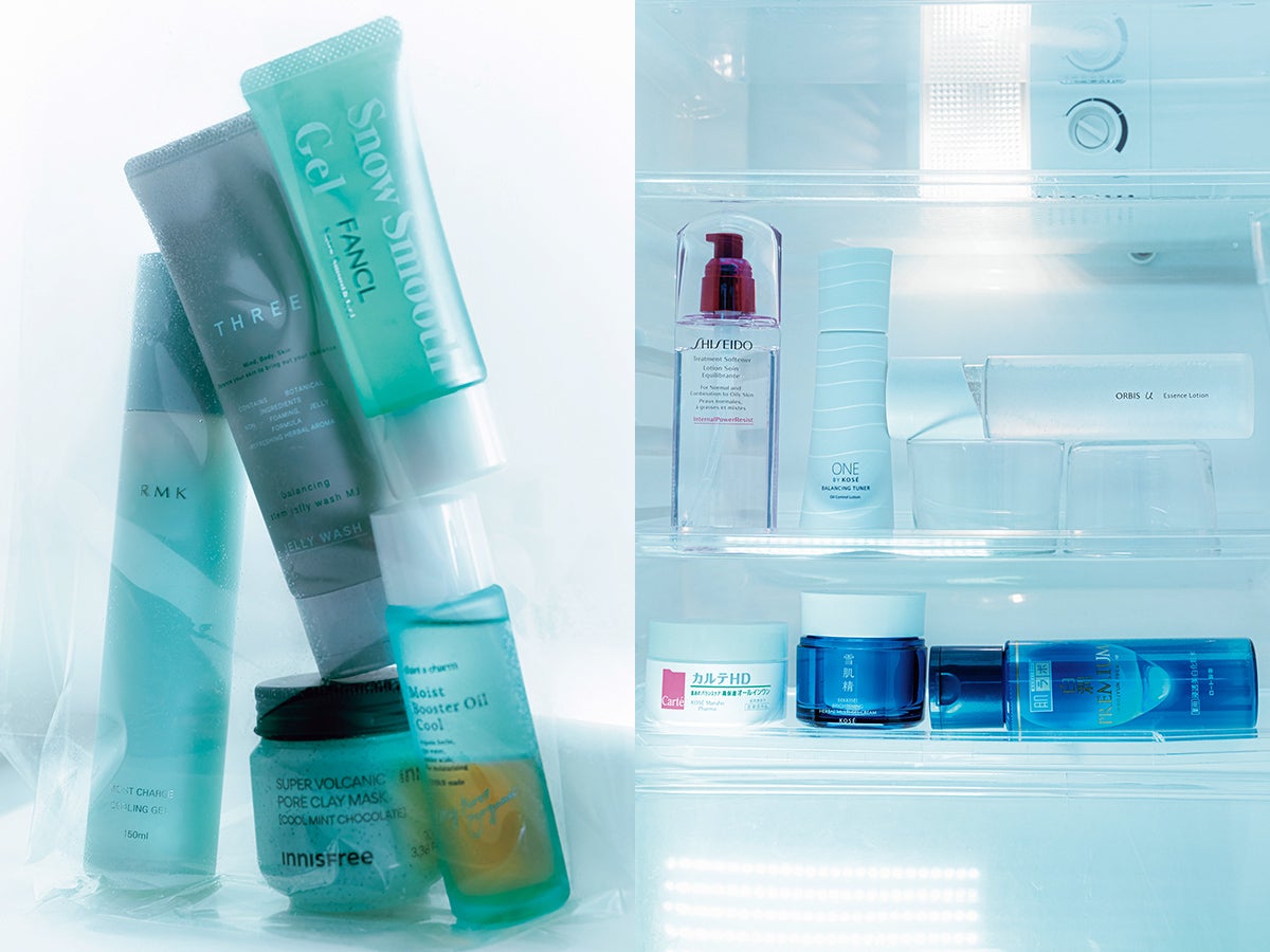 ヒヤッと心地いい「爽スキンケア」と、冷蔵庫に入れて使いたい「冷やしスキンケア」。この夏マストな涼感アイテムを厳選。
