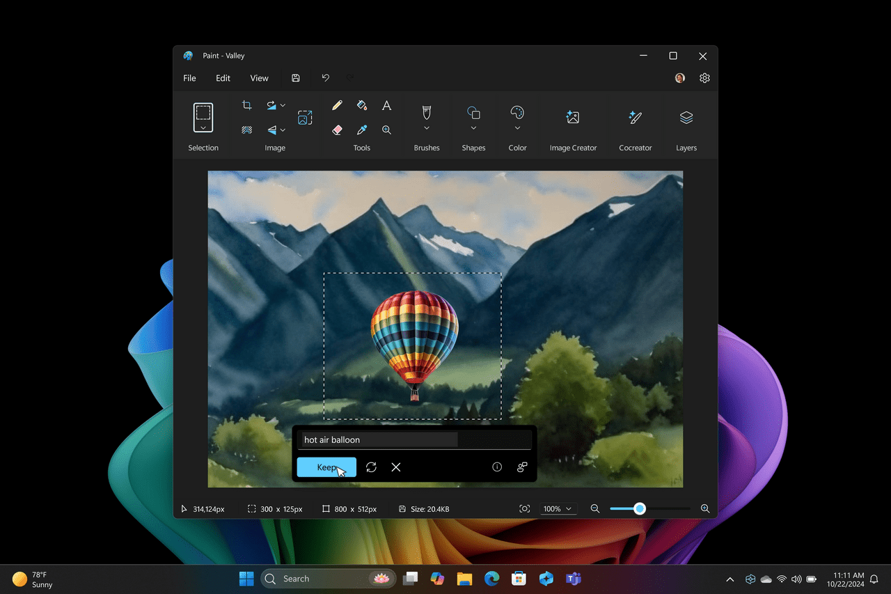 タブレット「Surface Pro 12 インチ」でAI「Copilot」を起動しているところ