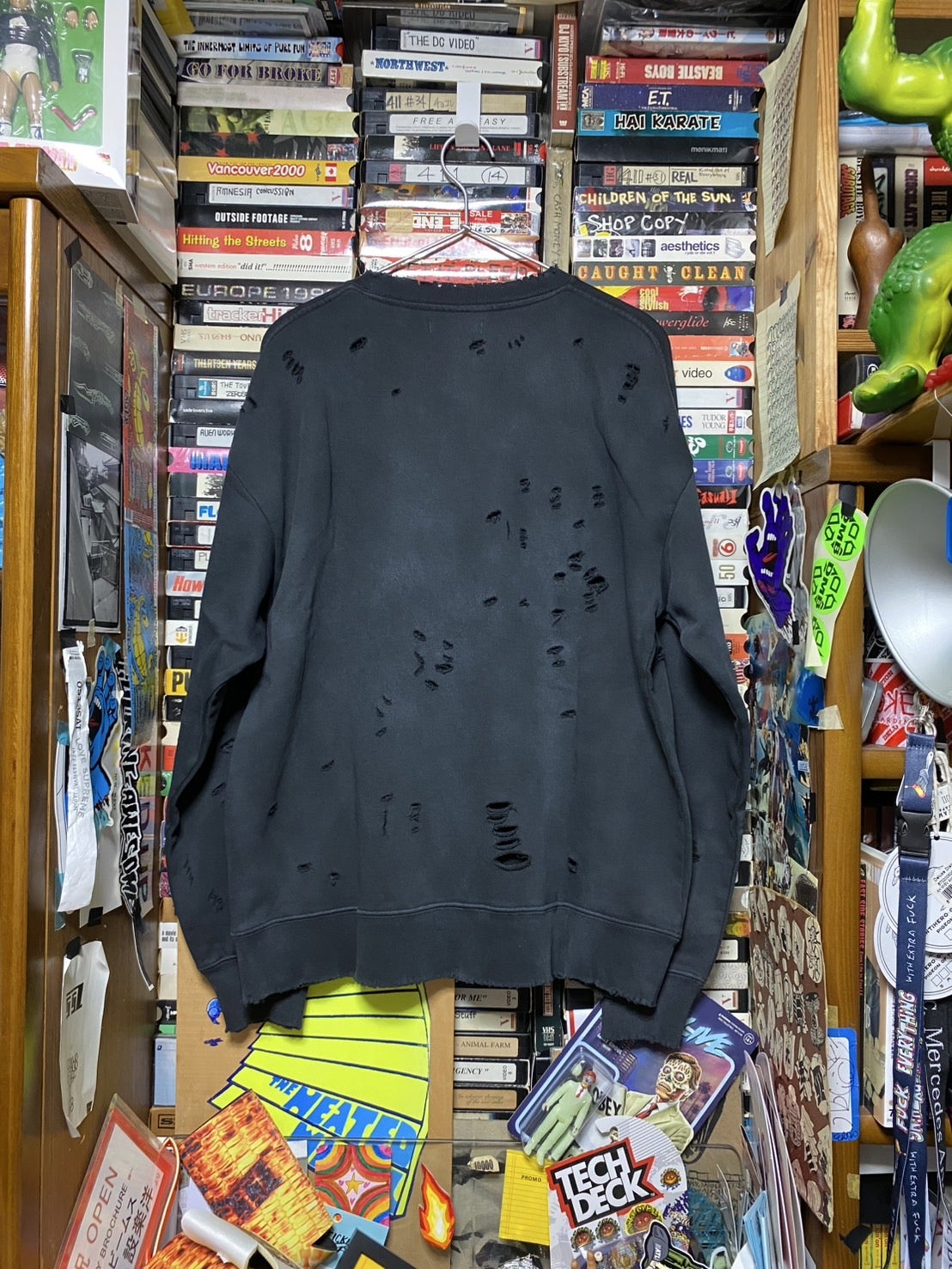 SSZ ビジュアル シャツ ダメージスウェット ブラック 背面