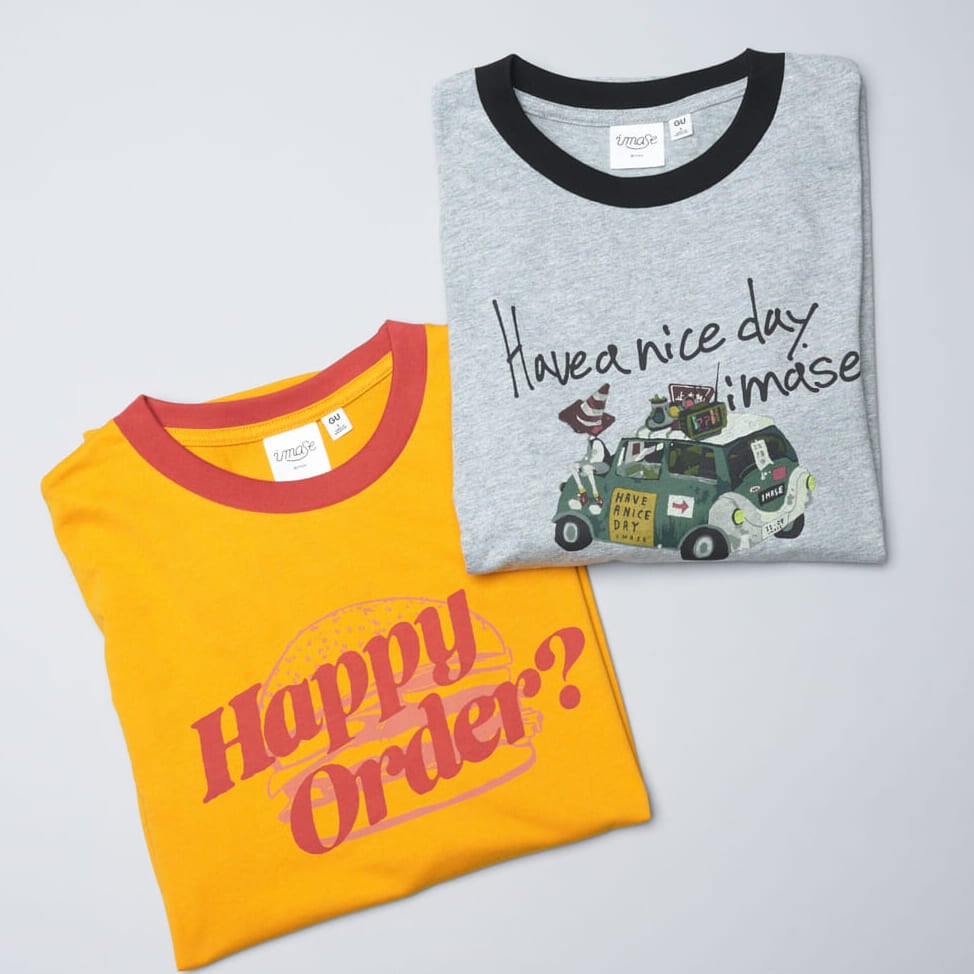 GU×imaseのコラボグラフィックTシャツ