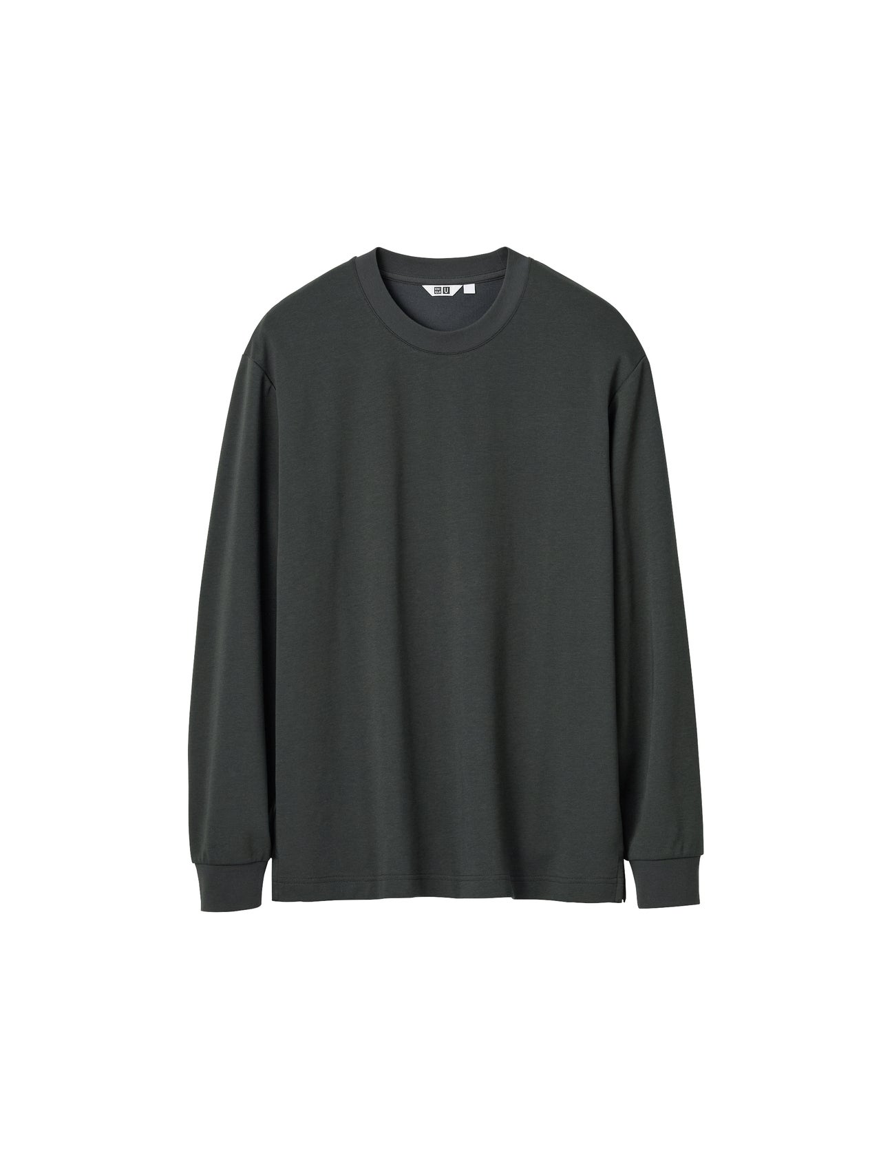 ユニクロ ユー2025年秋冬最新作のエアリズムコットンクルーネックTシャツのダークグレー
