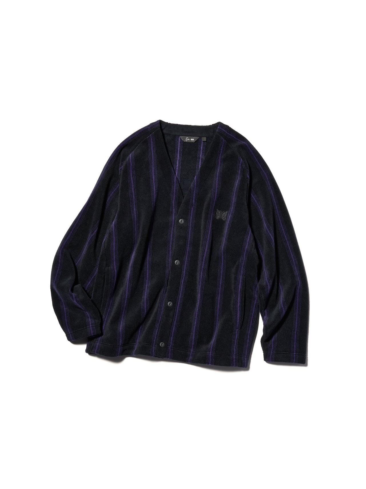 UNIQLO and NEEDLESのフリースオーバーサイズカーディガン ストライプ