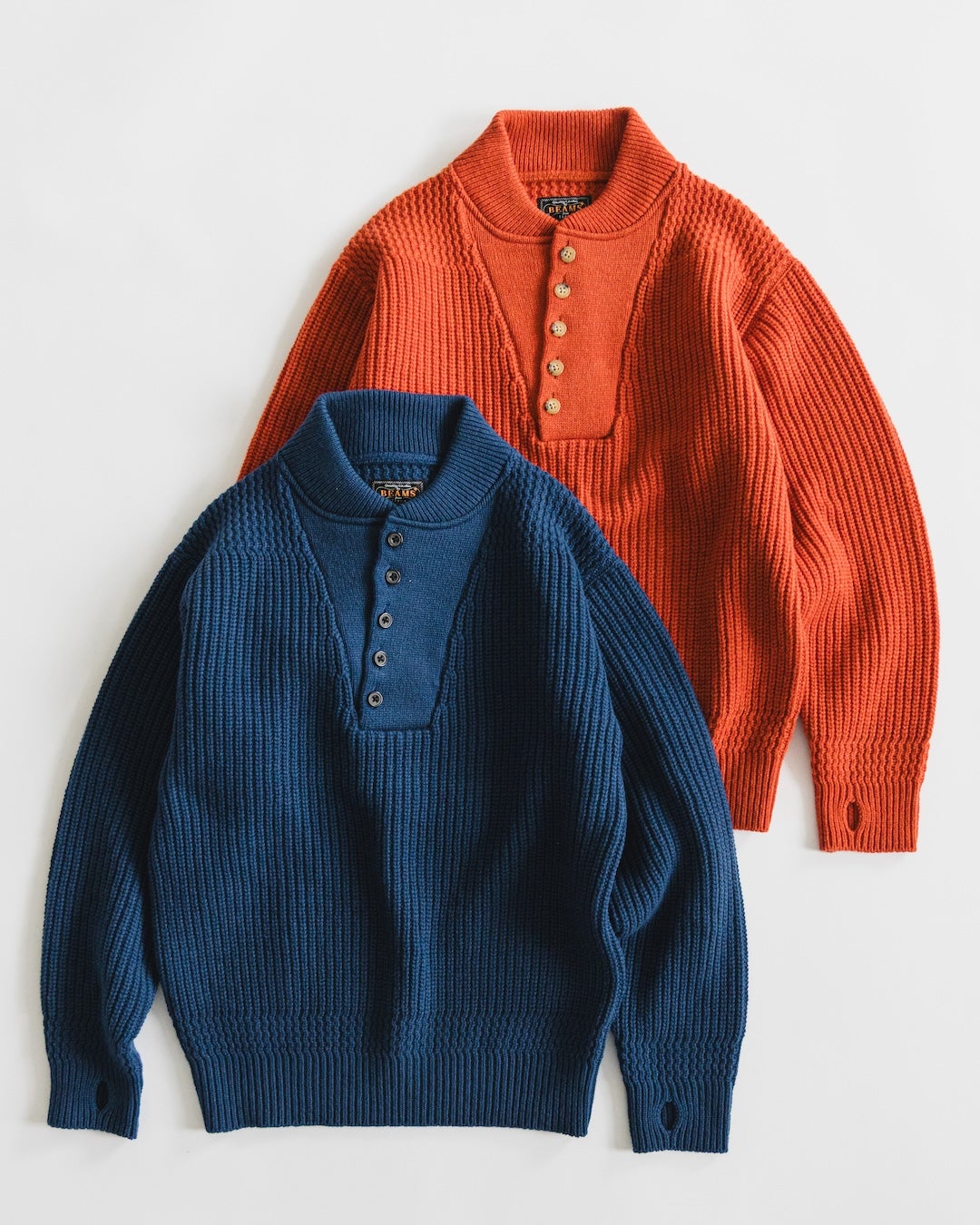 「BEAMS PLUS LIMITED STORE」 ニット コレクション ブルー オレンジ