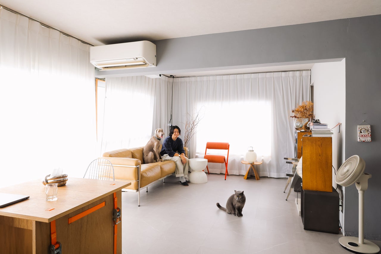 「2DK 71平米 39帖」ペットと心地よく暮らす。無機質と温もりが調和する理想のリノベ空間！【おしゃれ男子の部屋カタログ／Vol.41】