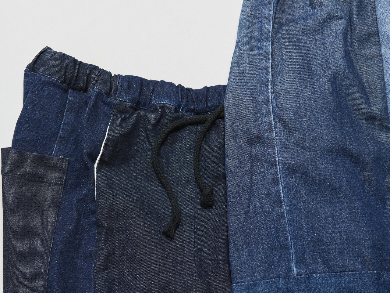 無印良品のつながる服デニムパンツの寄りカット