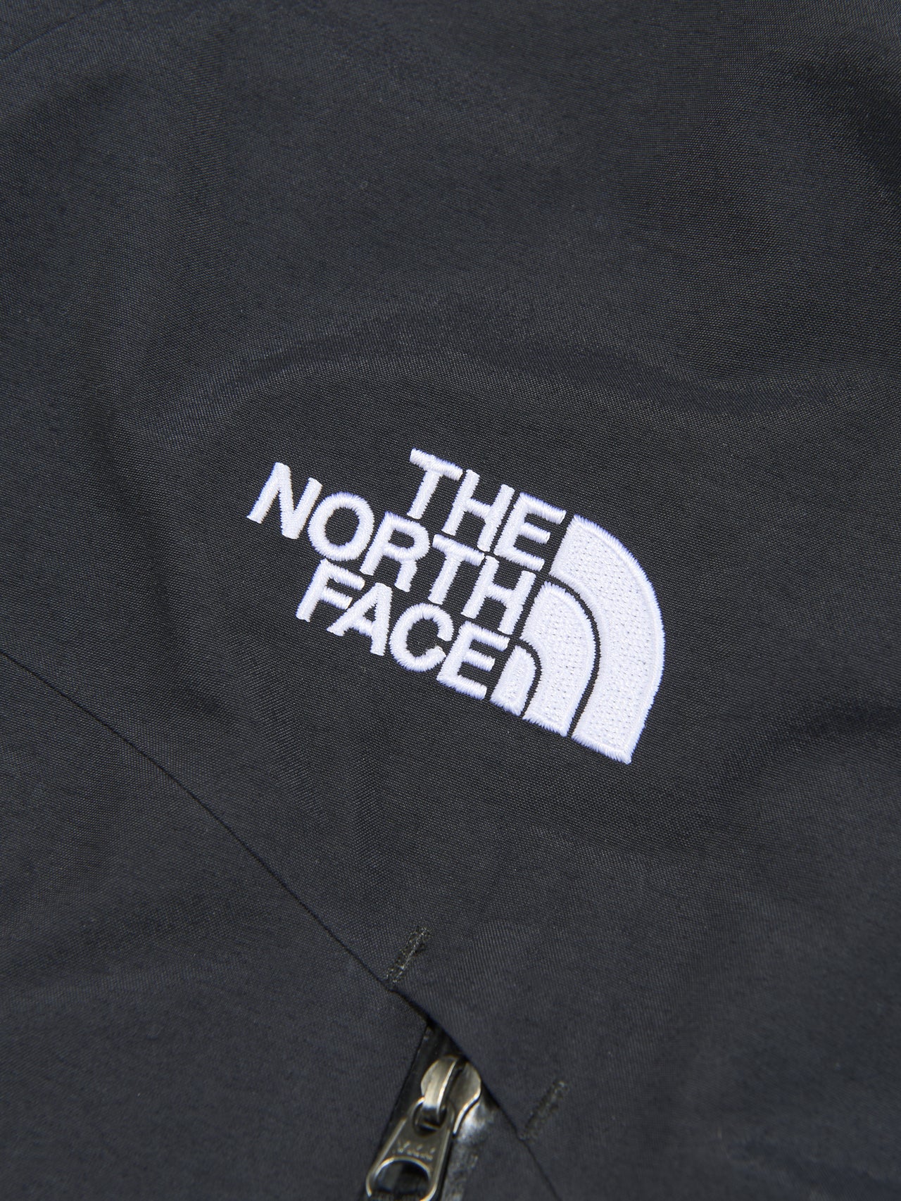 ザ・ノース・フェイスの黒いウインターダンスジャケットのロゴ