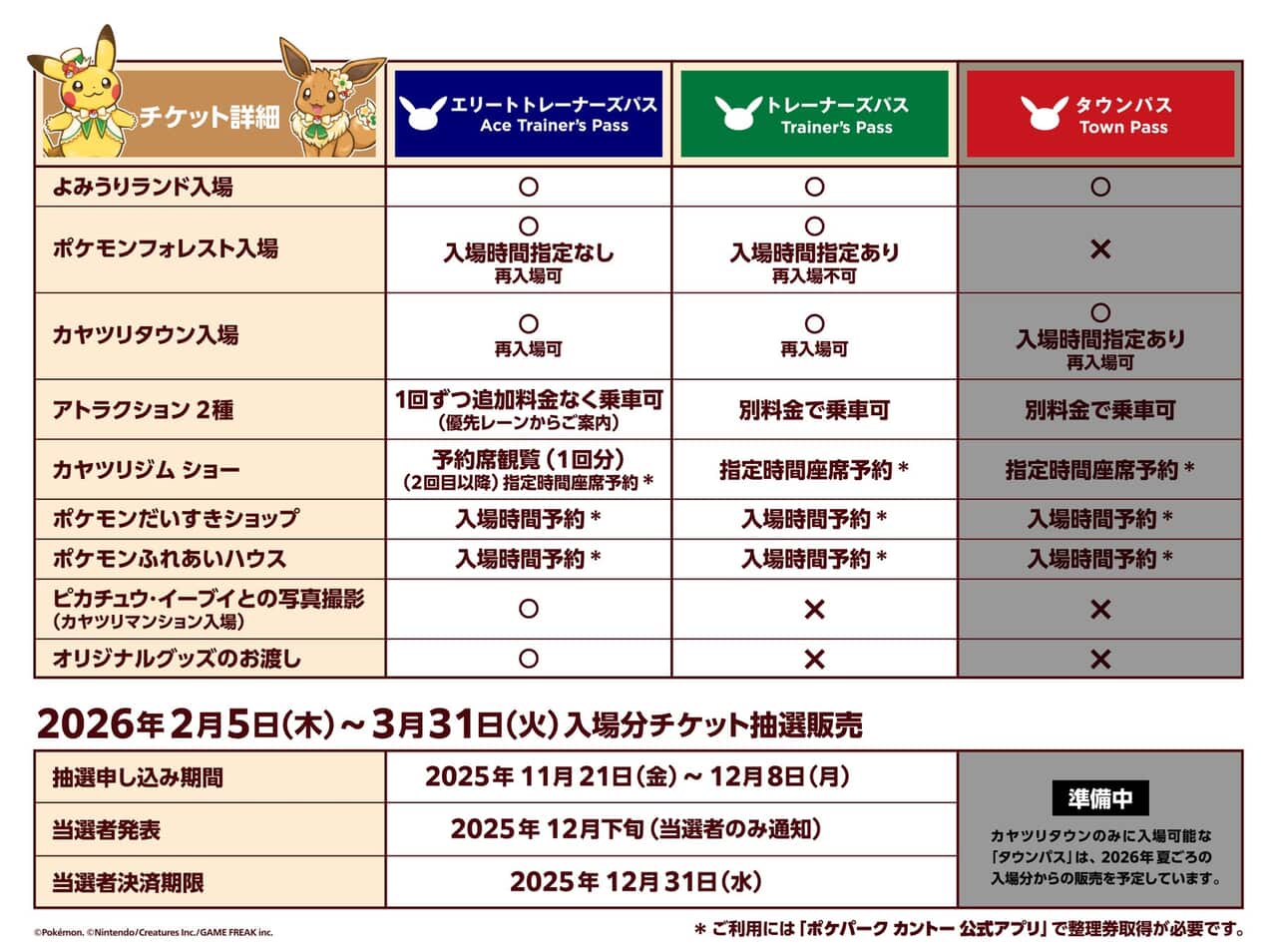 ポケモン「ポケパーク カントー」のチケット情報一覧