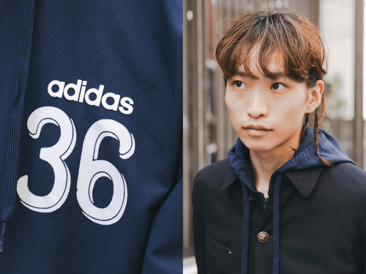 チラ見せ「アディダス」が効いた、懐かしくて新しい学ランコーデ！伸ばしかけヘアはアレンジで遊んで【おしゃれな人の冬ヘアとファッションSNAP！】