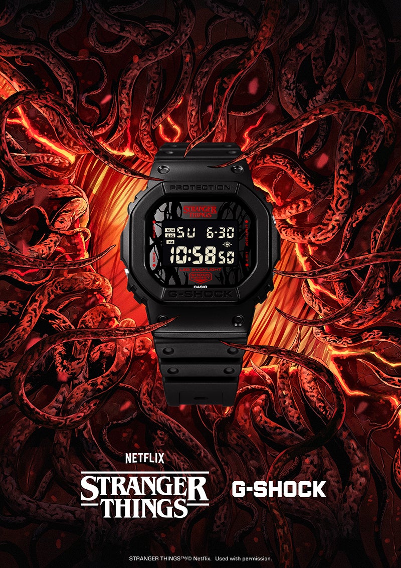 Netflix「ストレンジャー・シングス」とのコラボ第2弾となるG-SHOCKの『DW-5600STT』キャンペーンビジュアル