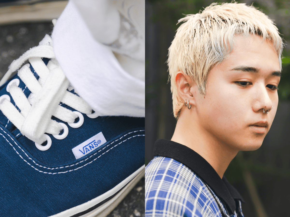 大人ブルーの「ヴァンズ」と「ディッキーズ」のパンツで冬コーデに軽さを。ブロンドのベリショでムードもアップ！【おしゃれな人の冬ヘアとファッションSNAP！】