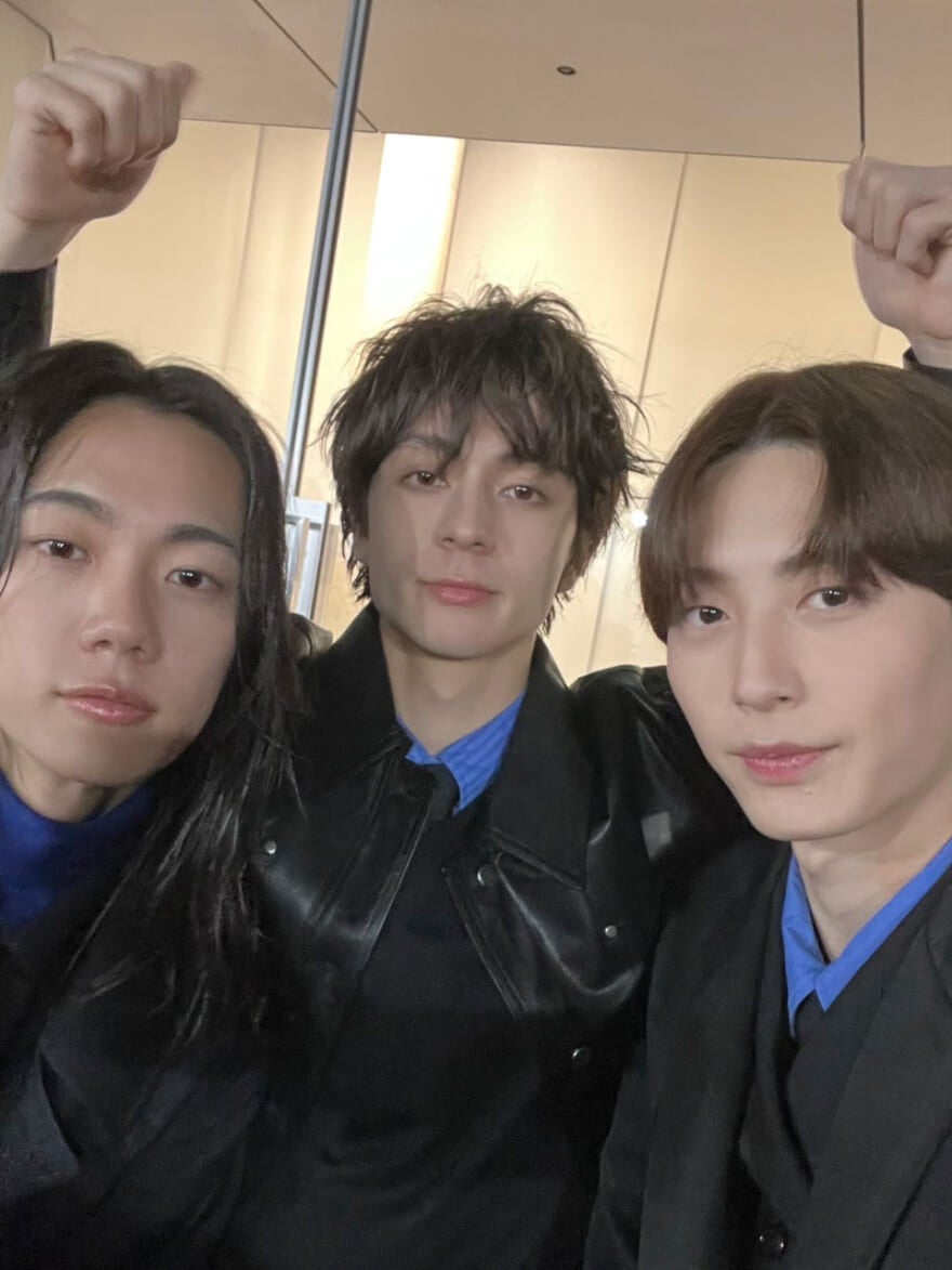 新しくメンズノンノモデルになった、髙橋紅輝、松岡光、籠宮壮太朗の３人。ガールズアワードでの写真。