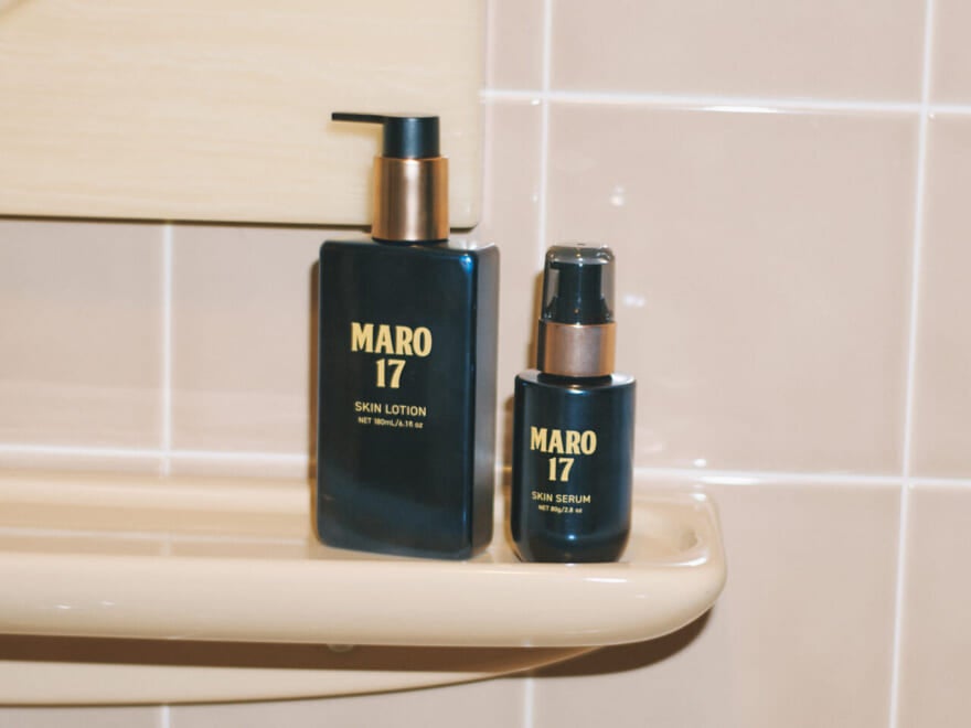 2025年秋に発売された「MARO17」のスキンローション(メンズ用化粧水)とスキンセラム(メンズ用美容液)