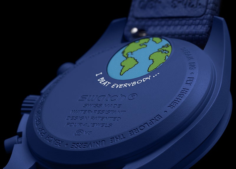 オメガとスウォッチとスヌーピーのコラボ腕時計　2025年11月に発売される「ビーバームーン」モデルの裏蓋（ケースバック）部分